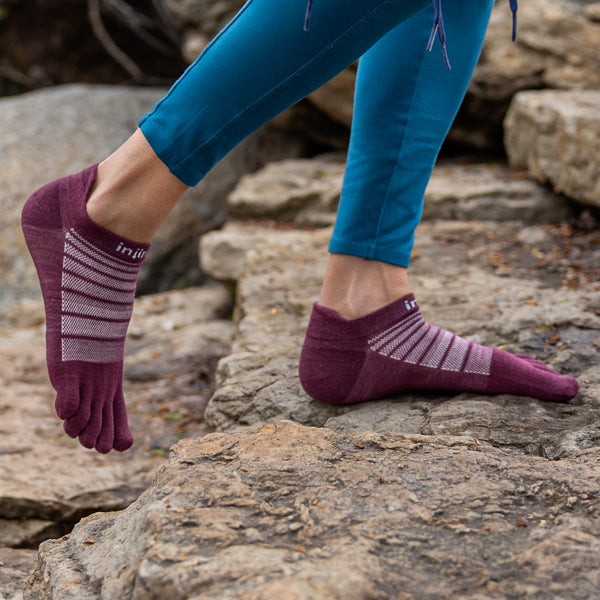 Injinji Run Nuwool No-Show - Zehensocken Garnet
