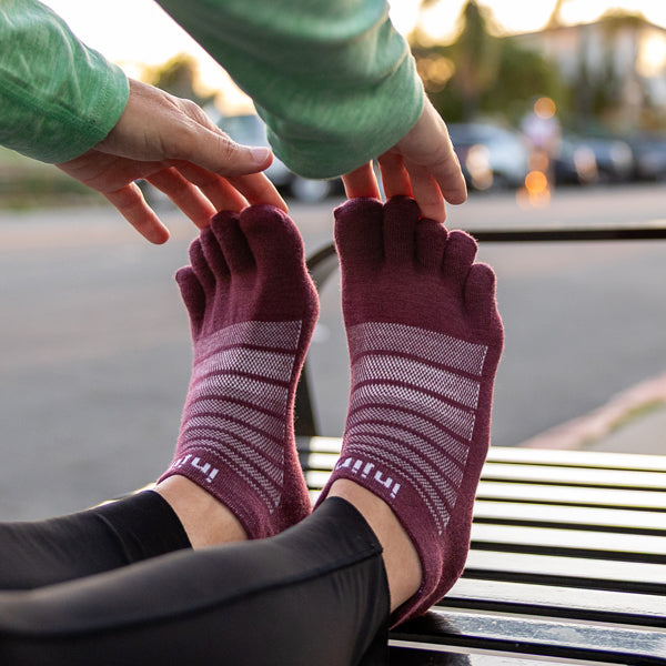 Injinji Run Nuwool No-Show - Zehensocken Garnet