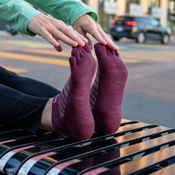 Injinji Run Nuwool No-Show - Zehensocken Garnet