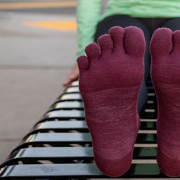 Injinji Run Nuwool No-Show - Zehensocken Garnet