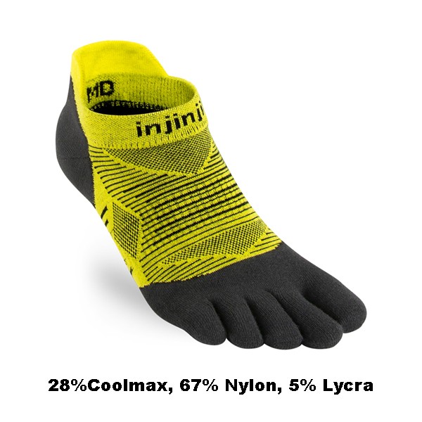Injinji 6 Paar Run Lightweight No-Show 2.0 Schwarz/Gelb