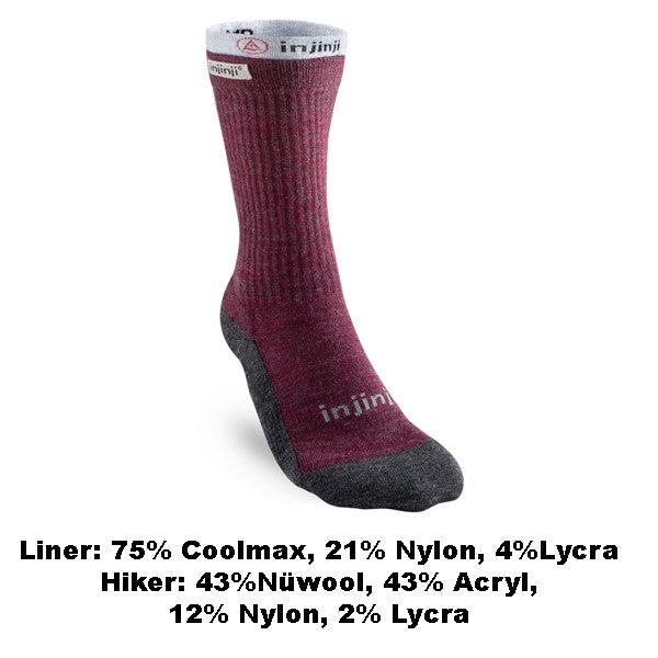 Injinji Liner Coolmax  + Hiker Nüwool Crew Damen