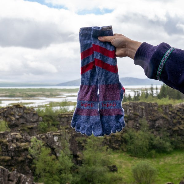 Pull Injinji Outdoor mi-lourd à col rond en laine Nüwool bleue, taille S