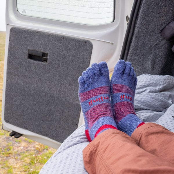 Pull Injinji Outdoor mi-lourd à col rond en laine Nüwool bleue, taille S