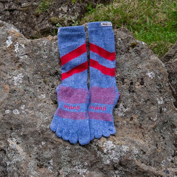 Pull Injinji Outdoor mi-lourd à col rond en laine Nüwool bleue, taille S