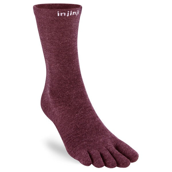 Chaussettes Injinji Liner Crew en laine à orteils grenat