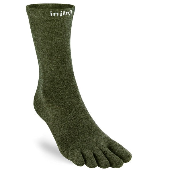 Chaussettes Injinji Liner Crew en laine - Toe Socks Forest