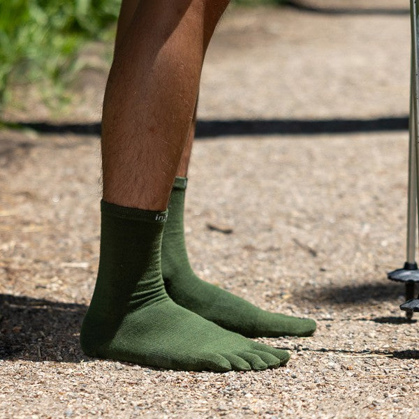 Chaussettes Injinji Liner Crew en laine - Toe Socks Forest