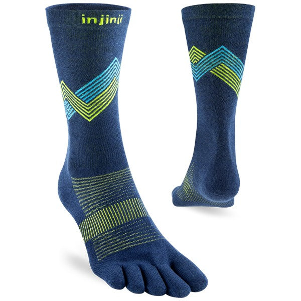 Chaussettes de course Injinji Run Crew Toe Socks Glow
