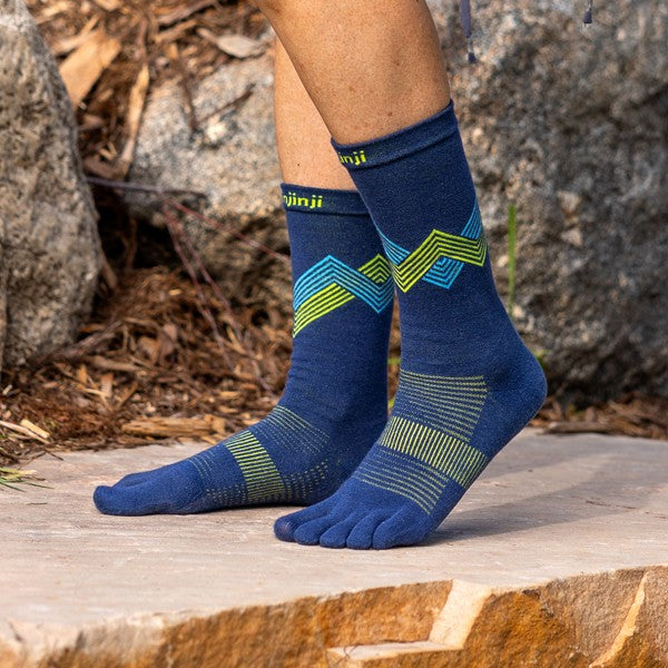 Chaussettes de course Injinji Run Crew Toe Socks Glow