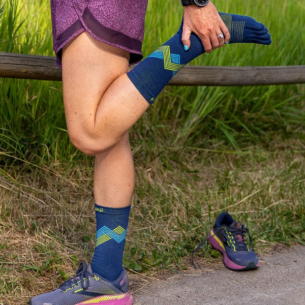 Chaussettes de course Injinji Run Crew Toe Socks Glow